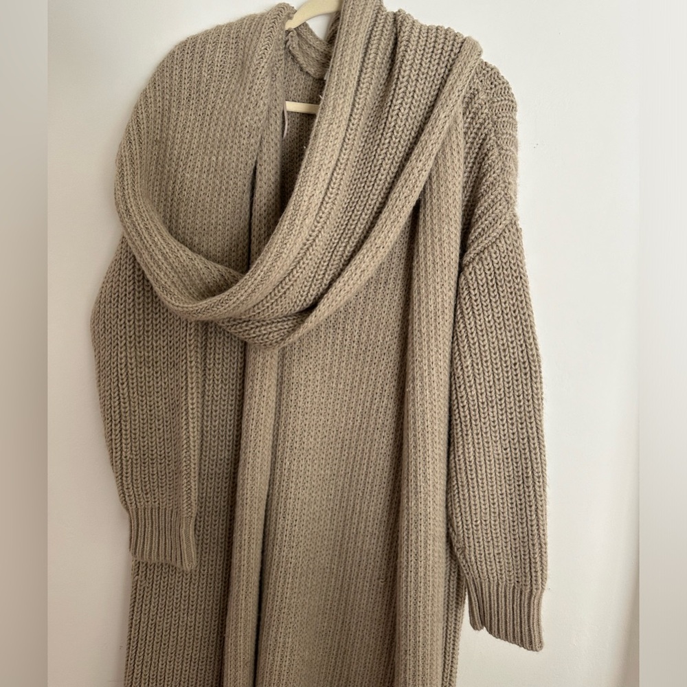 Zara scarf collar cardigan knit full length